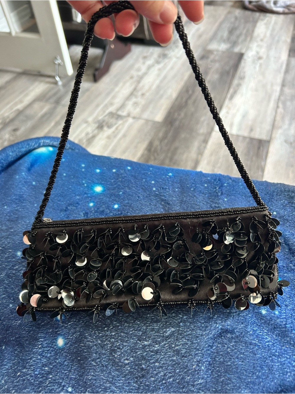 4/$50 Black Sequin Evening Clutch Bag